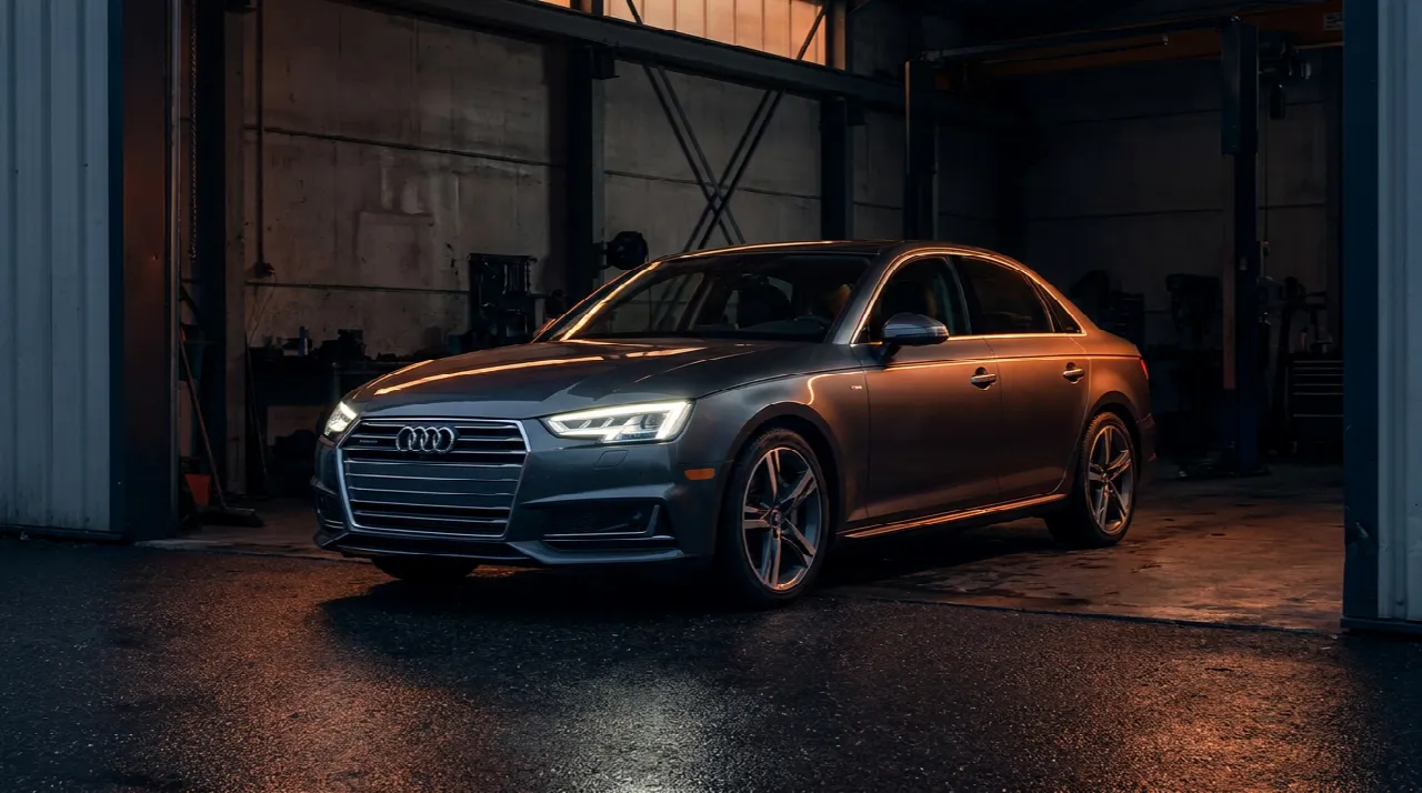 Audi A4 2.0 TDI B9 in donkere werkplaats - chiptuning JPT Performance