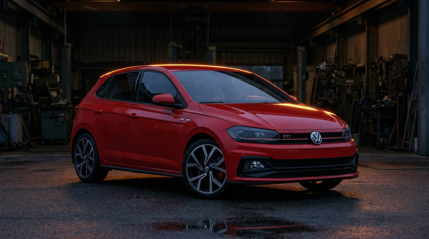 Volkswagen Polo GTI AW in donkere werkplaats - chiptuning JPT Performance