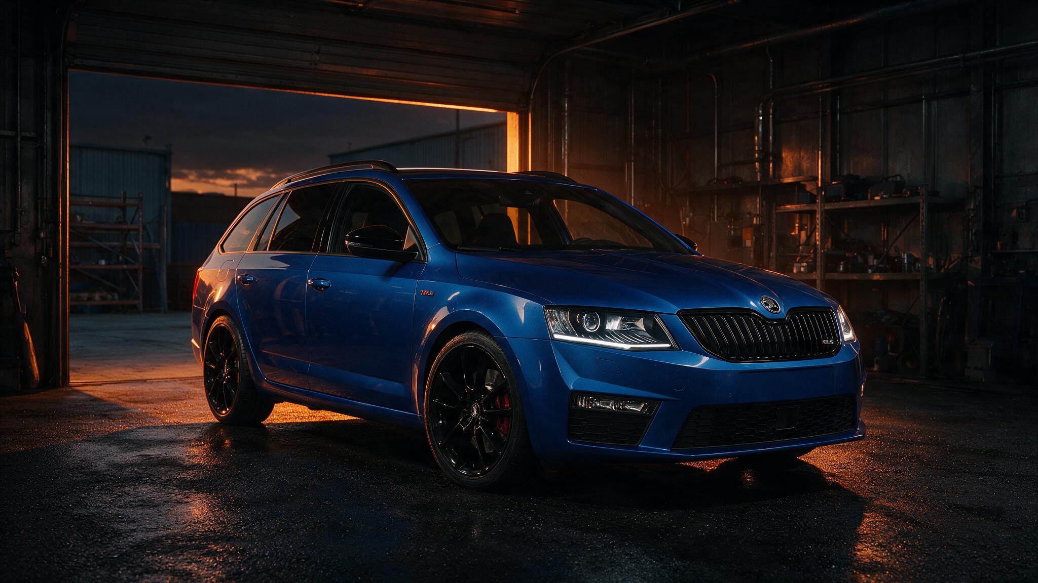 Skoda Octavia RS 2.0 TSI in Race Blue in de werkplaats