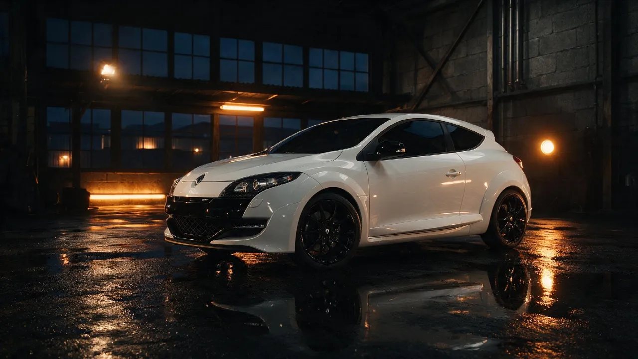 Renault Megane GT 2.0T in wit in de werkplaats