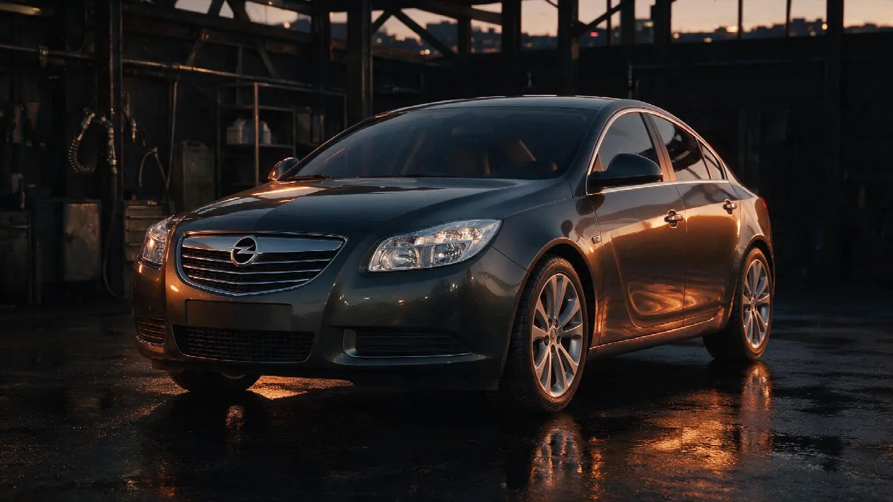 Opel Insignia 2.0 Turbo in donkergrijs in de werkplaats