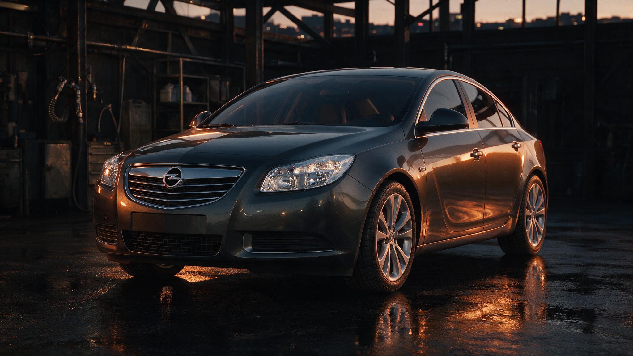 Opel Insignia 2.0 Turbo in donkergrijs in de werkplaats