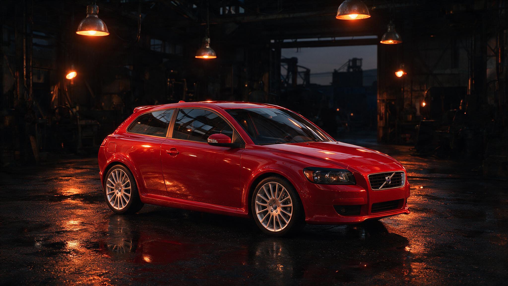Volvo C30 T5 in rood in de werkplaats