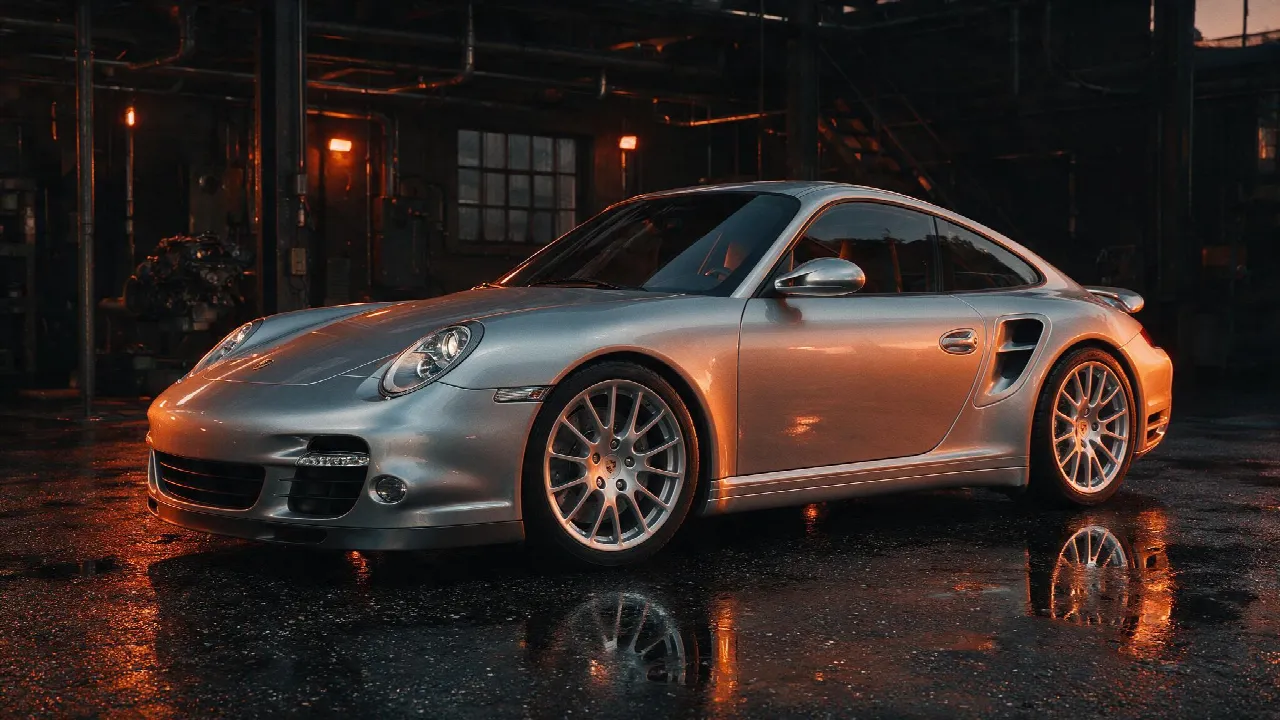 Porsche 911 Turbo 997 in zilver in de werkplaats