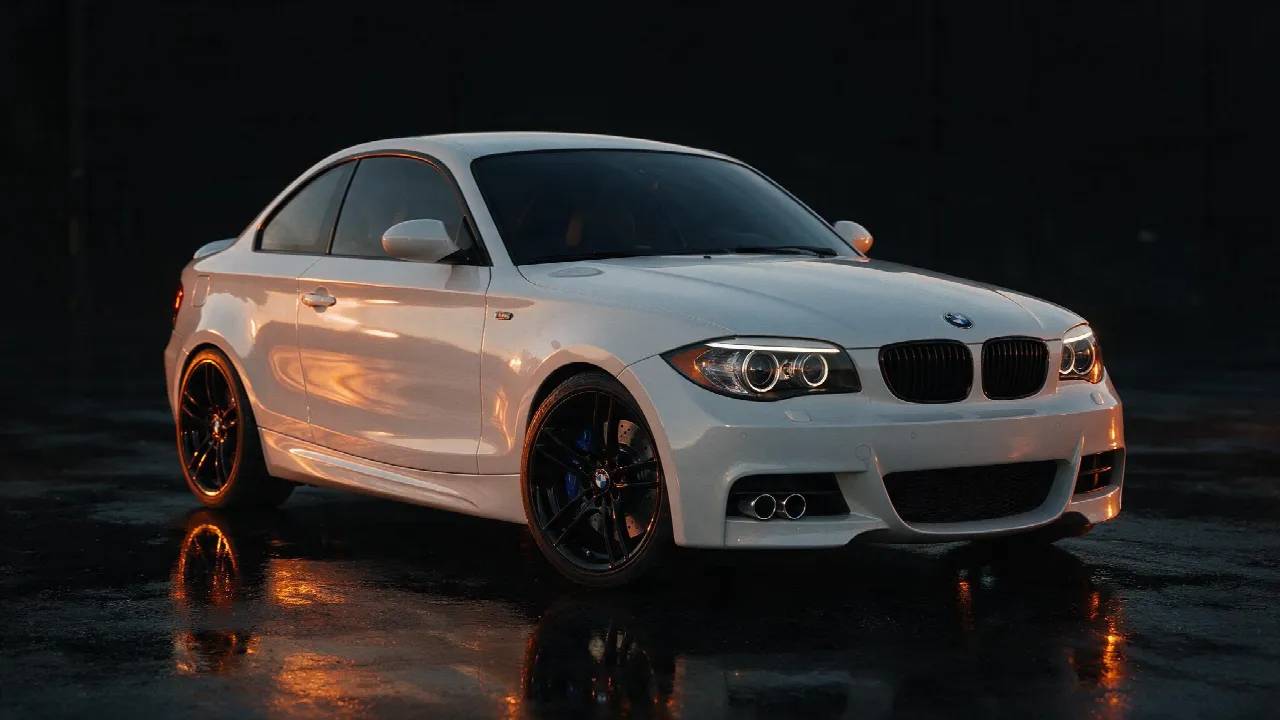 BMW 135i coupe in wit in de werkplaats