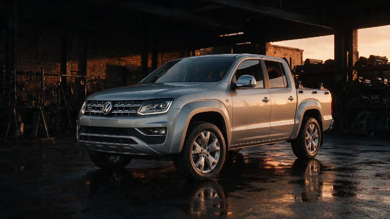 Volkswagen Amarok V6 TDI in zilver in de werkplaats
