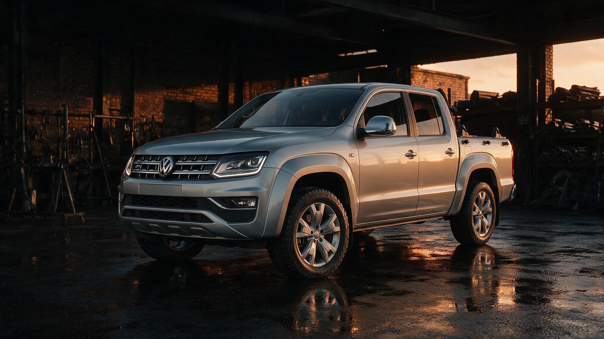 Volkswagen Amarok V6 TDI in zilver in de werkplaats