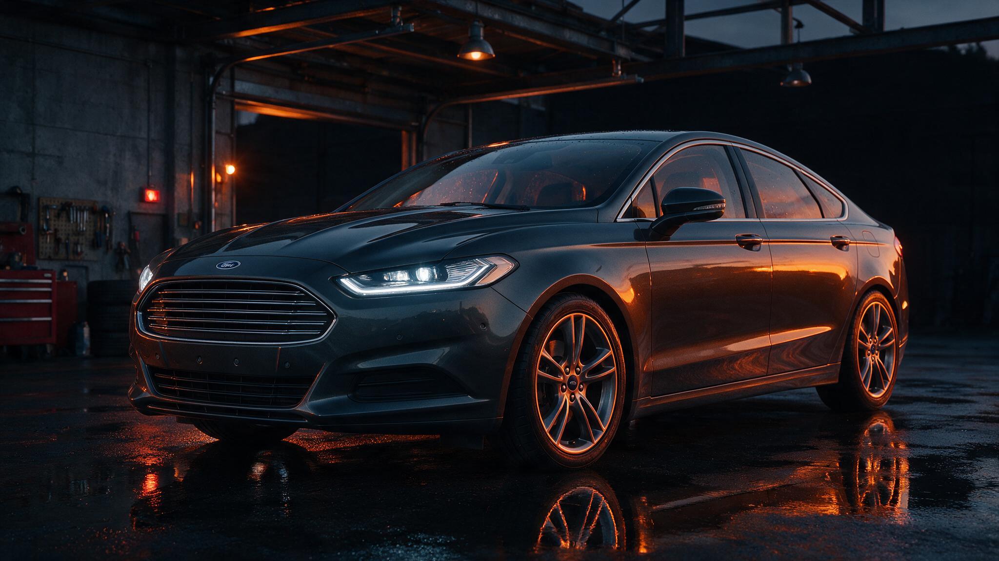 Ford Mondeo EcoBoost in een donkere werkplaats - chiptuning door JPT Performance