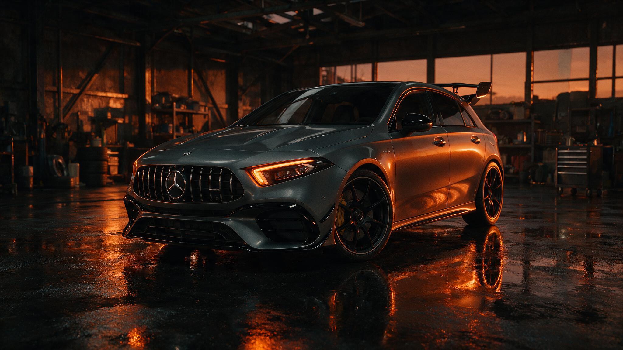 Mercedes-AMG A45 S (W177) in een tuningwerkplaats