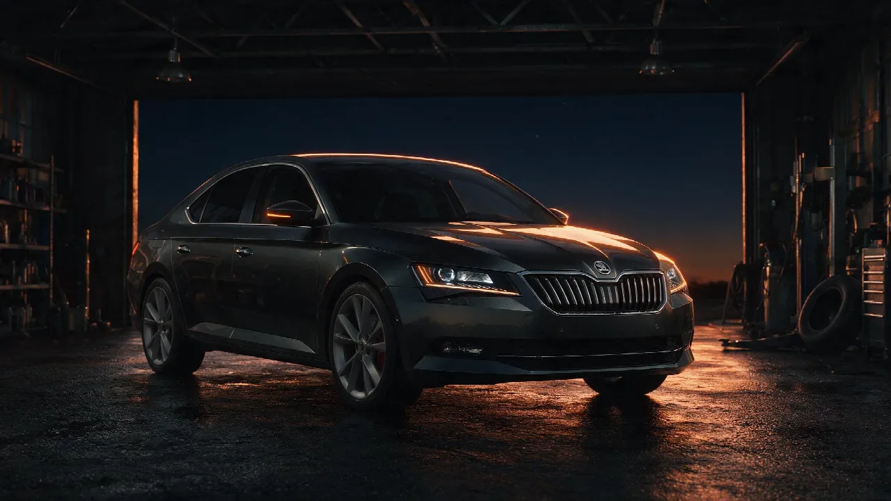 Skoda Superb 2.0 TDI in een donkere werkplaats - chiptuning door JPT Performance