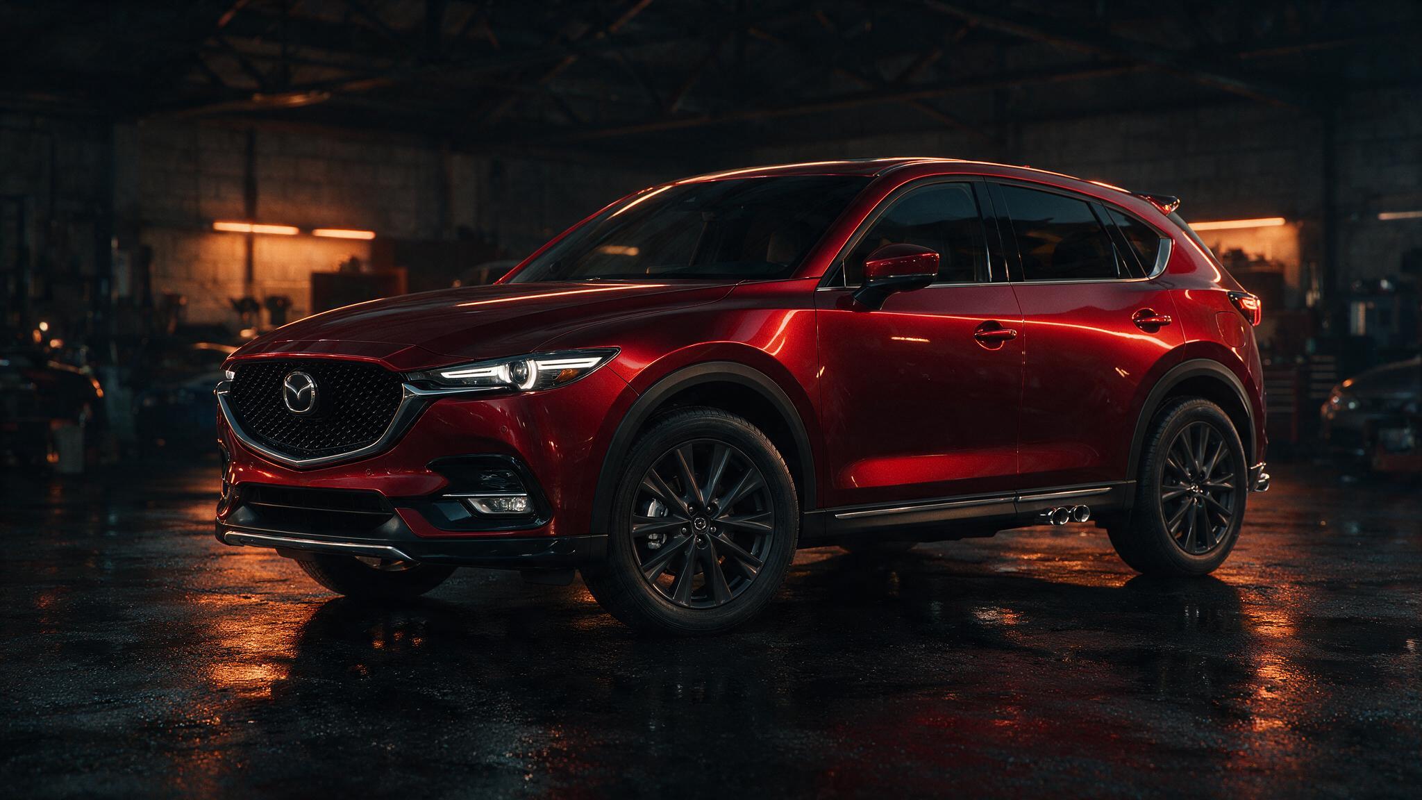Mazda CX-5 2.5 Turbo in een donkere werkplaats