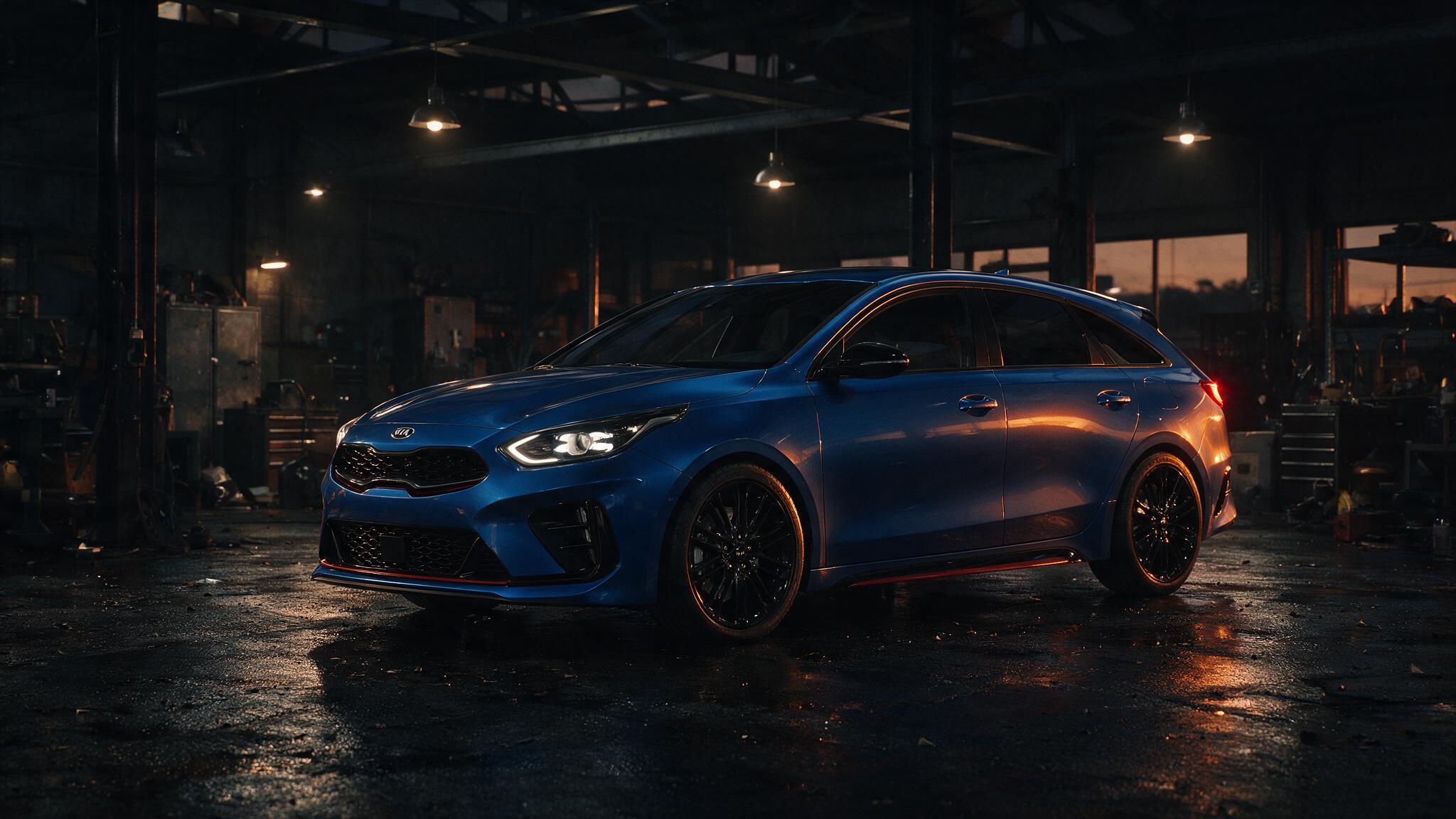Kia ProCeed GT in een donkere werkplaats - chiptuning door JPT Performance