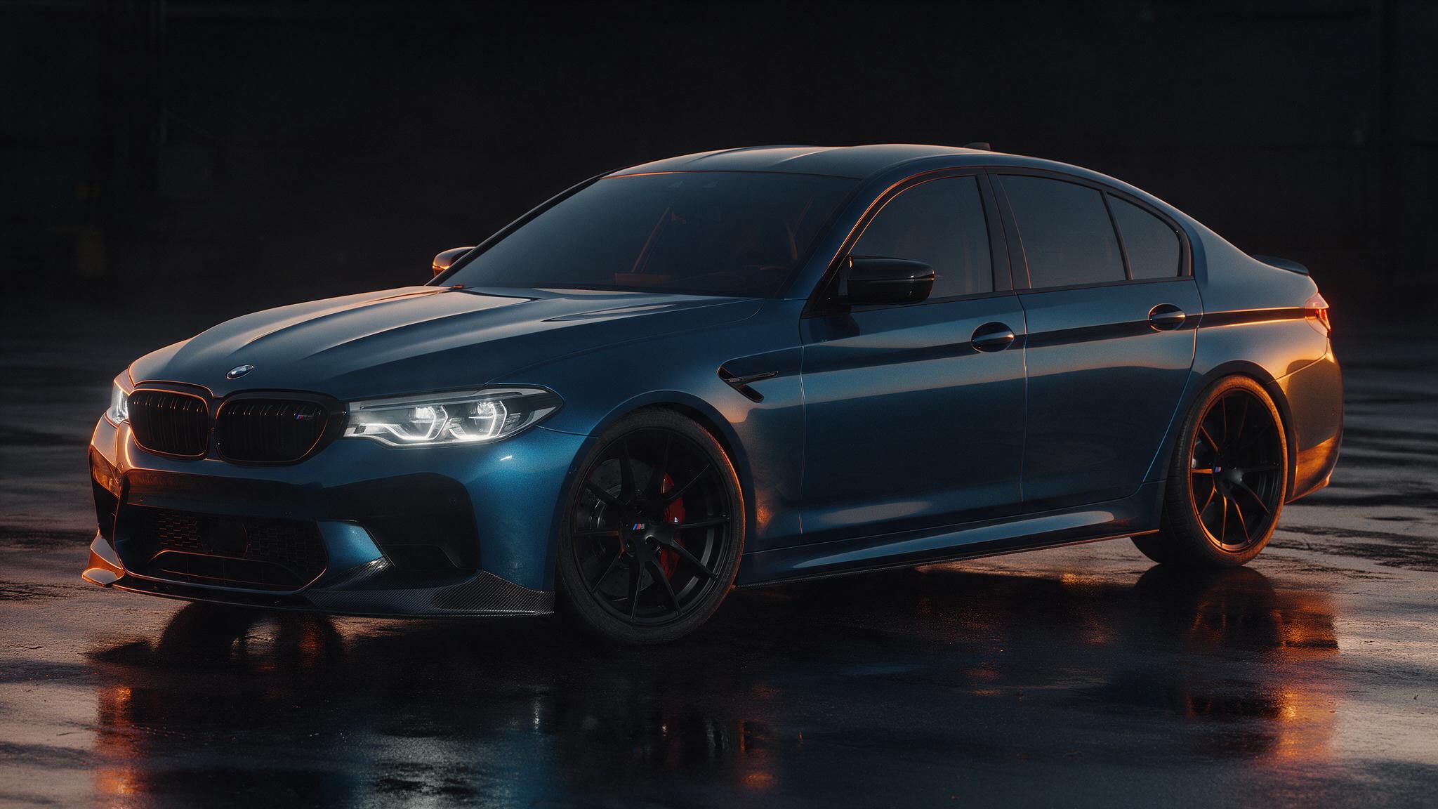 BMW M5 F90 Competition in donkere tuningwerkplaats