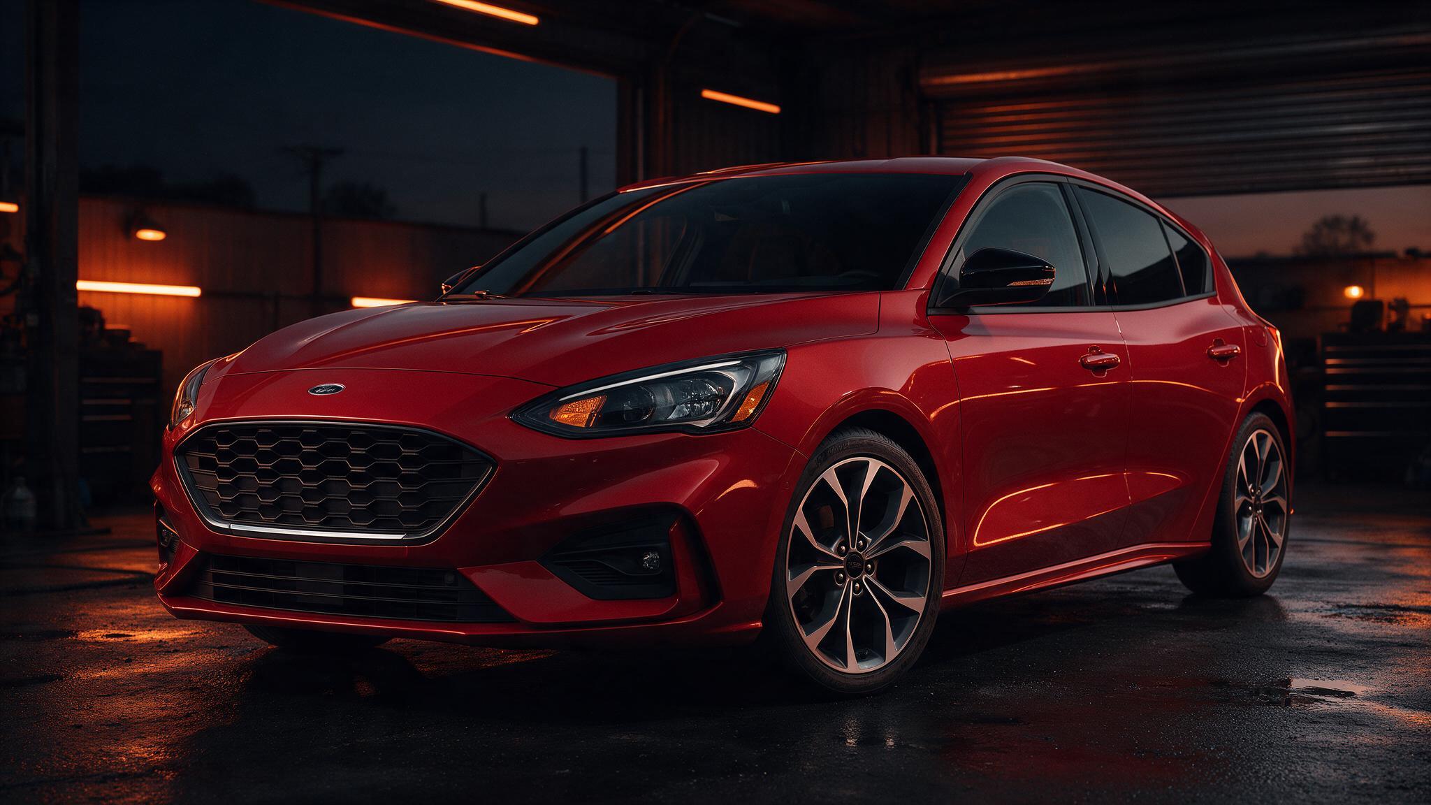 Ford Focus 2.0 TDCi in donkere tuningwerkplaats