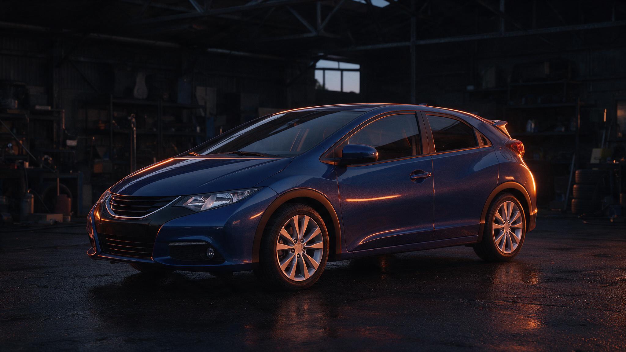 Honda Civic 1.6 i-DTEC in donkere tuningwerkplaats