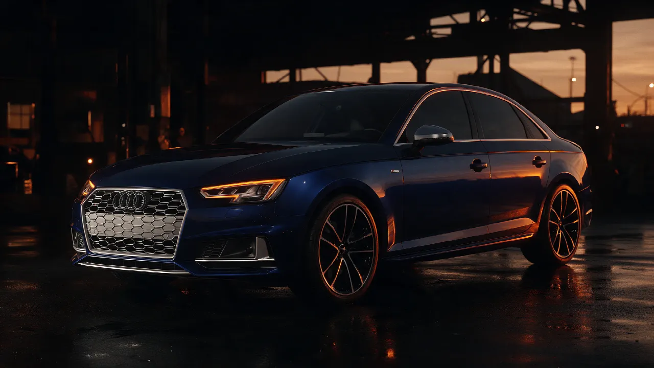 Audi A4 45 TFSI B9 in donkere werkplaats