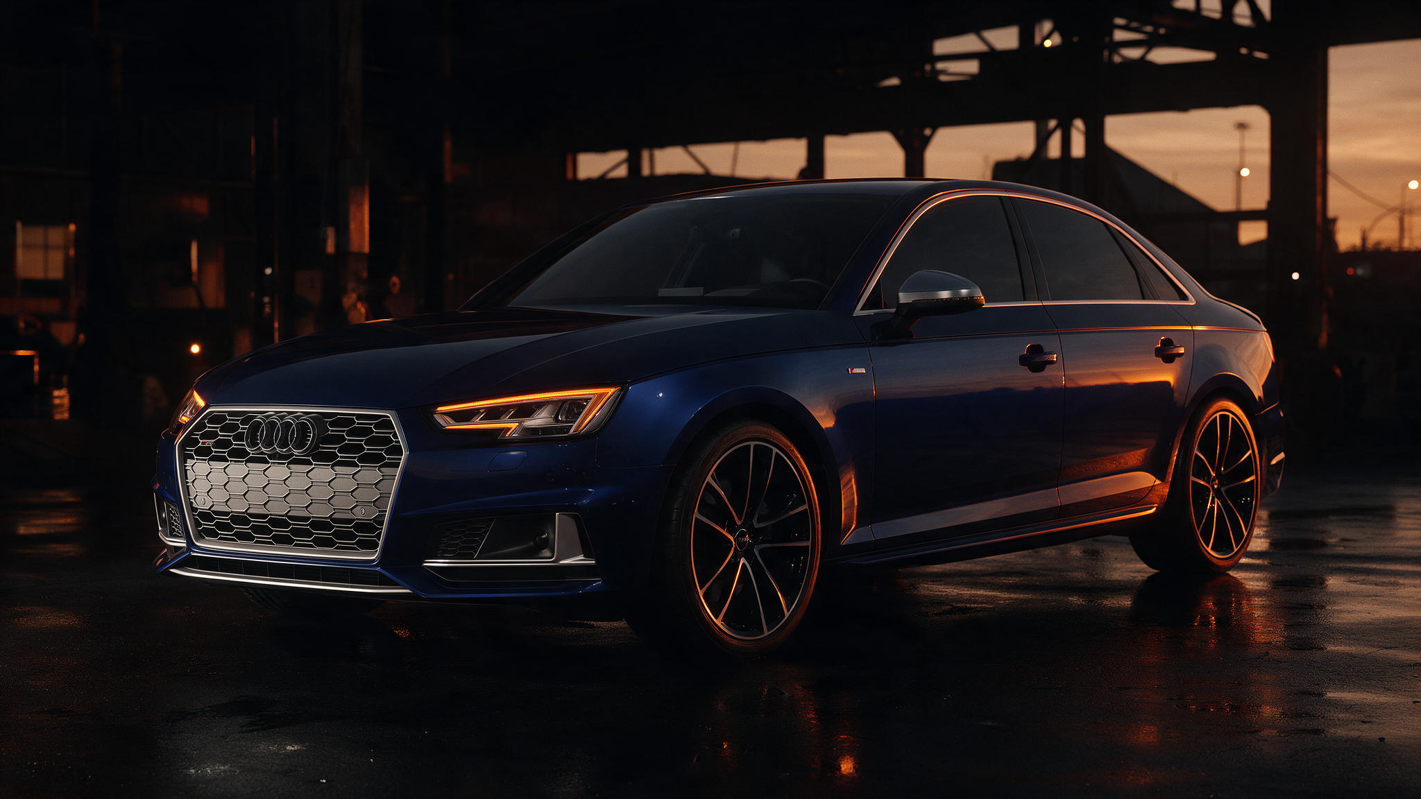 Audi A4 45 TFSI B9 in donkere werkplaats