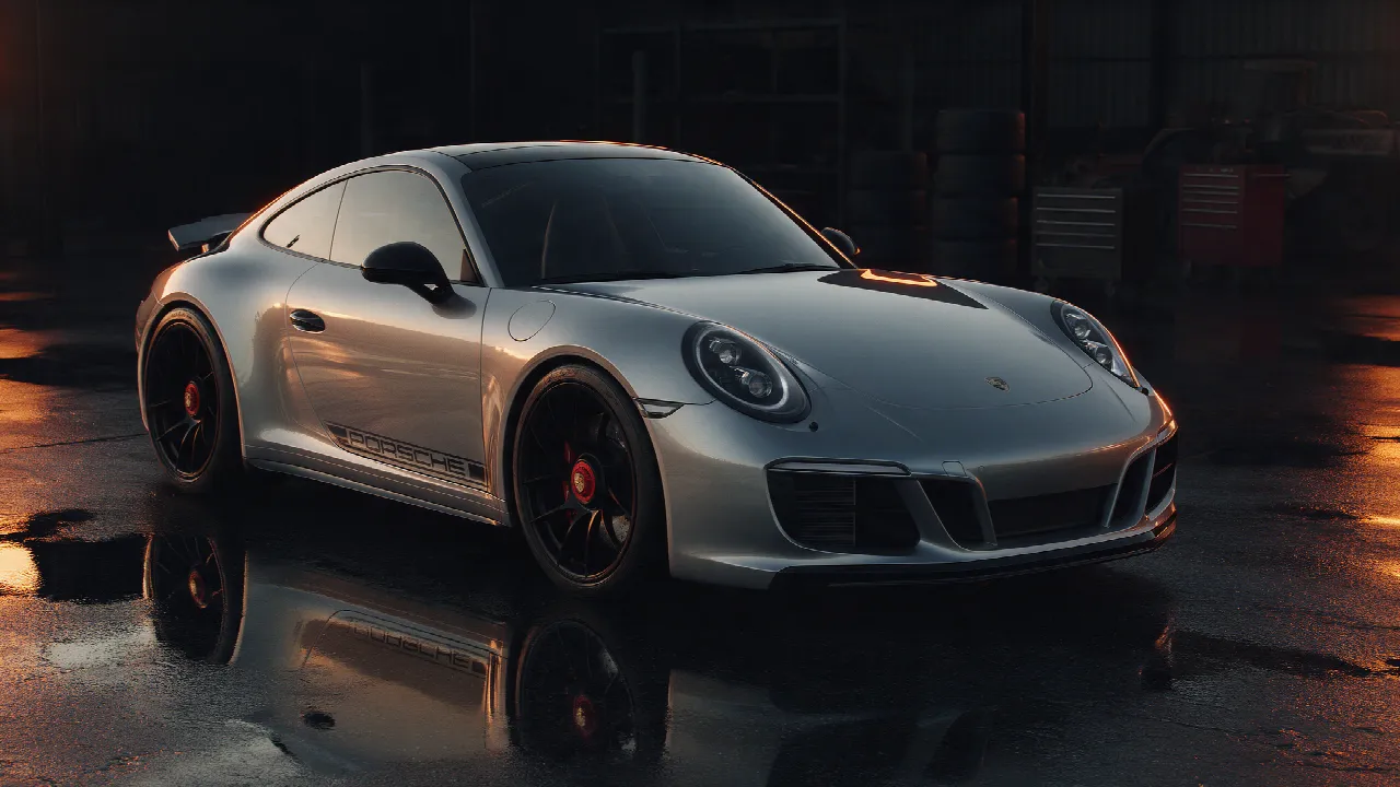 Porsche 911 991.2 Carrera GTS in donkere werkplaats