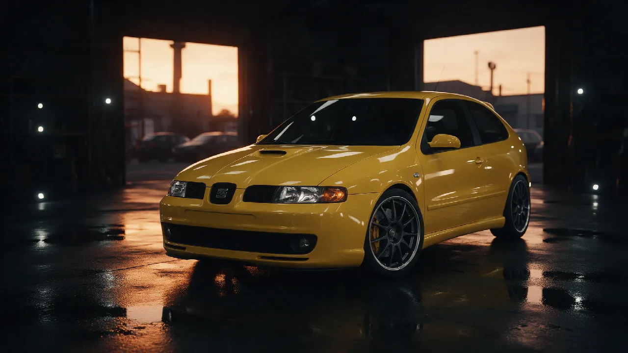 Seat Leon Cupra R 1M in donkere werkplaats