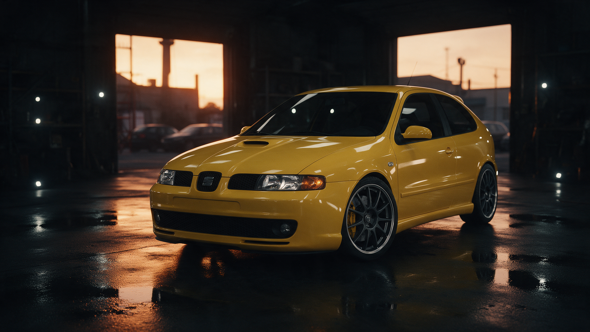 Seat Leon Cupra R 1M in donkere werkplaats