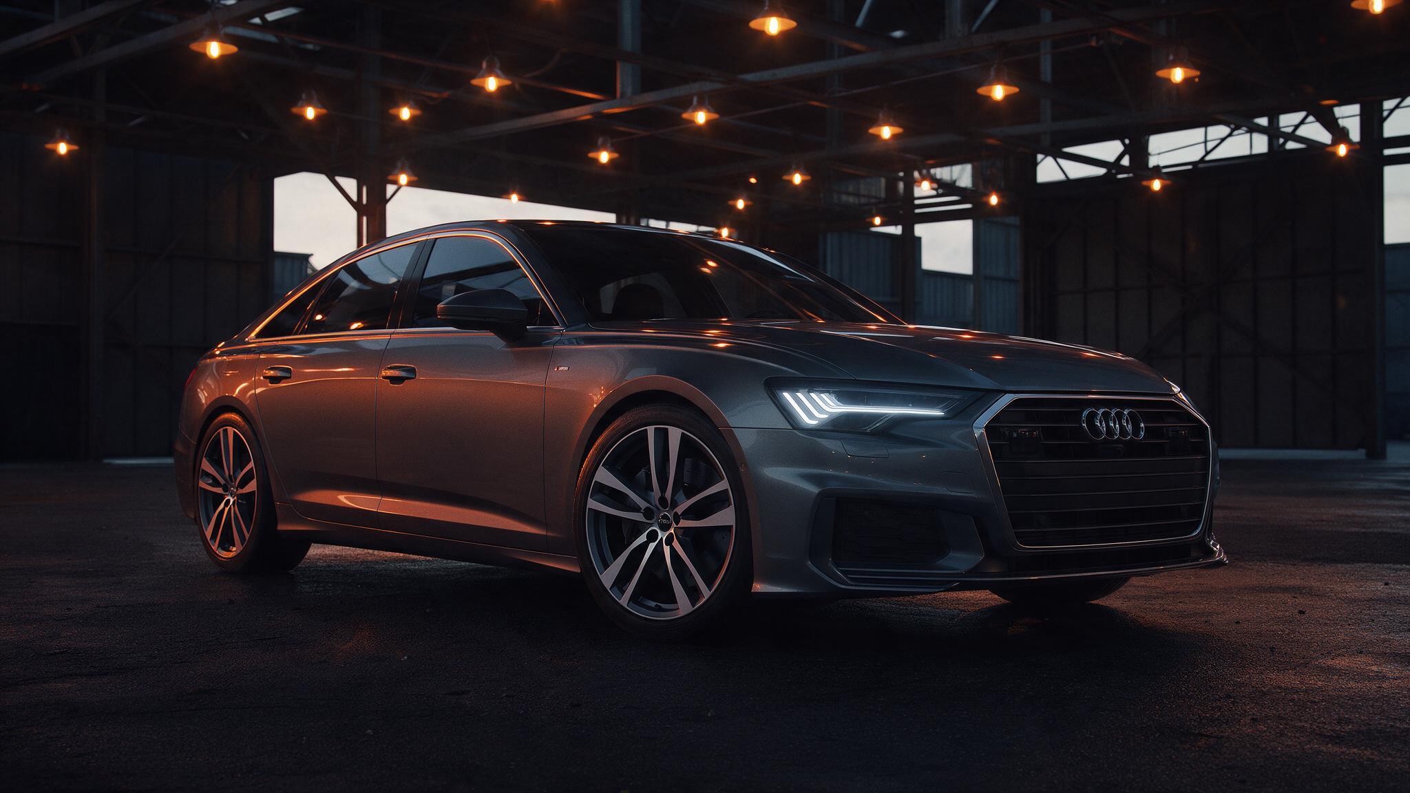 Audi A6 C8 in donkere werkplaats