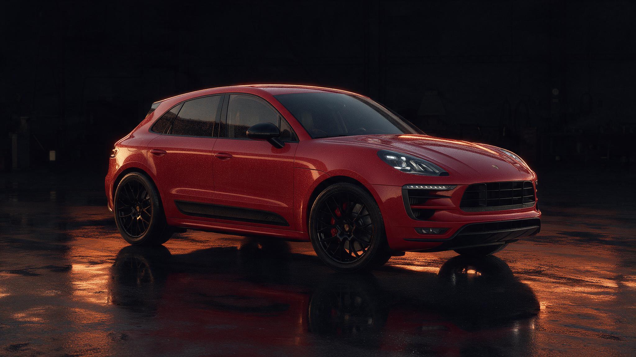 Porsche Macan GTS in donkere werkplaats