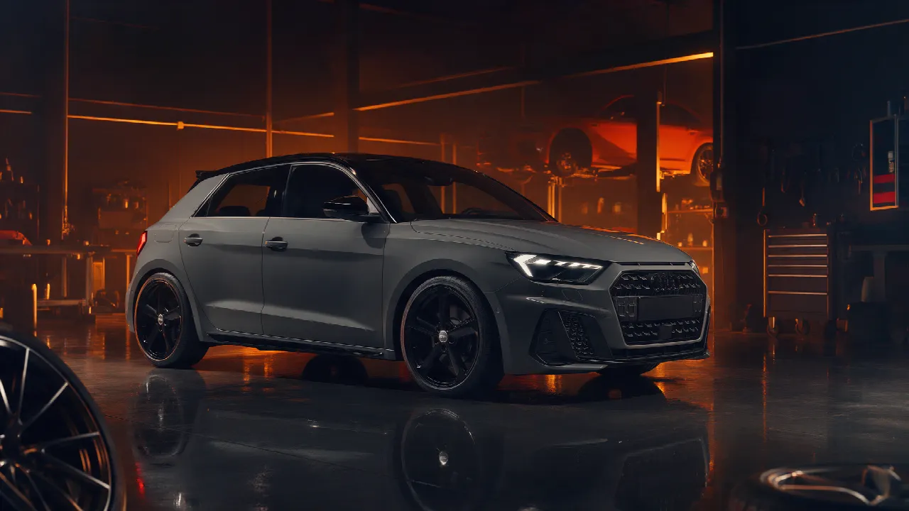 Audi A1 Sportback 35 TFSI in donkere werkplaats