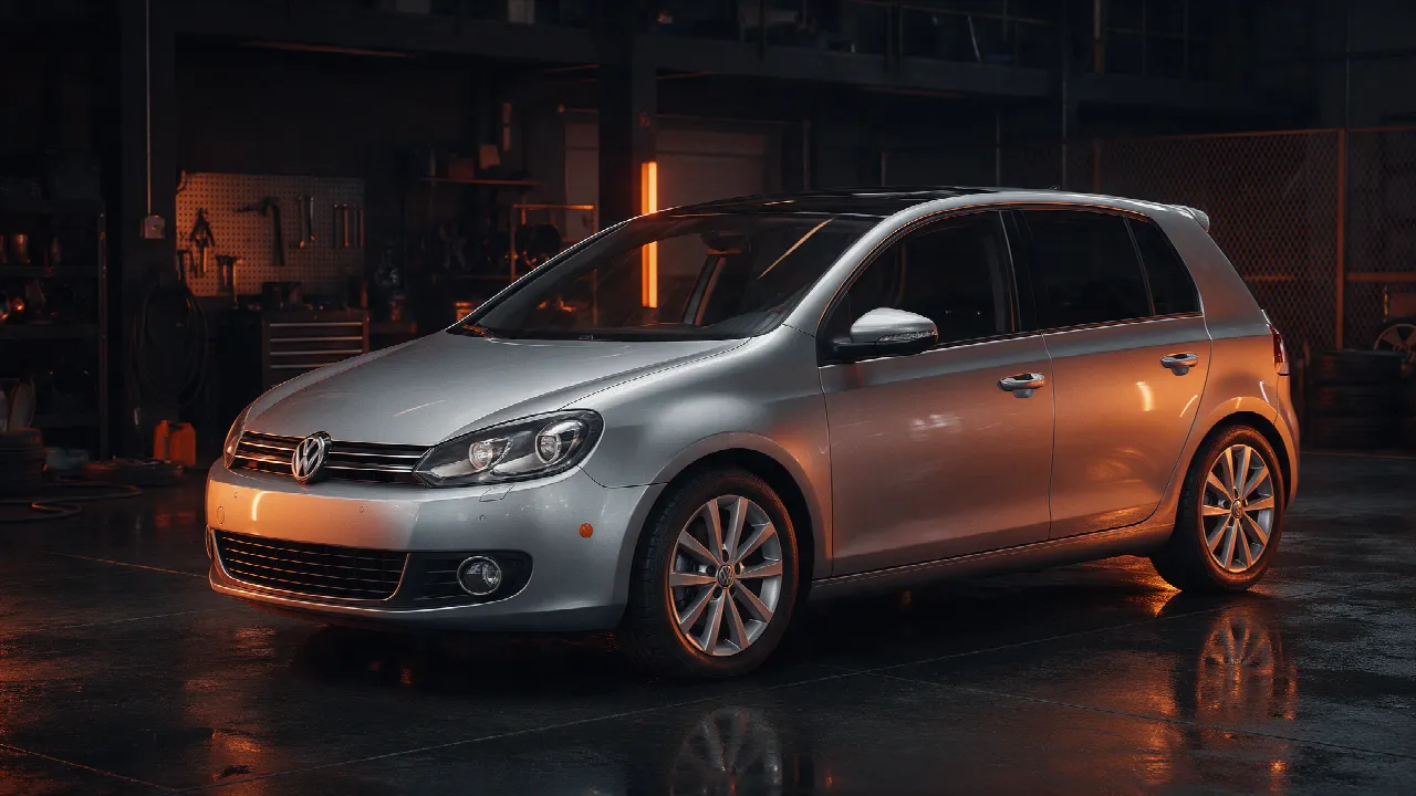 Volkswagen Golf 1.4 TSI in donkere werkplaats