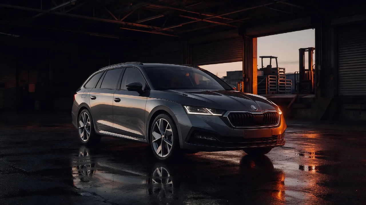 Skoda Octavia Combi in donkere werkplaats