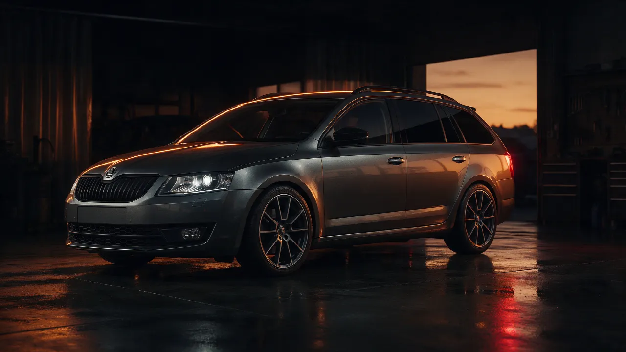 Skoda Octavia Combi 2.0 TDI in donkere werkplaats