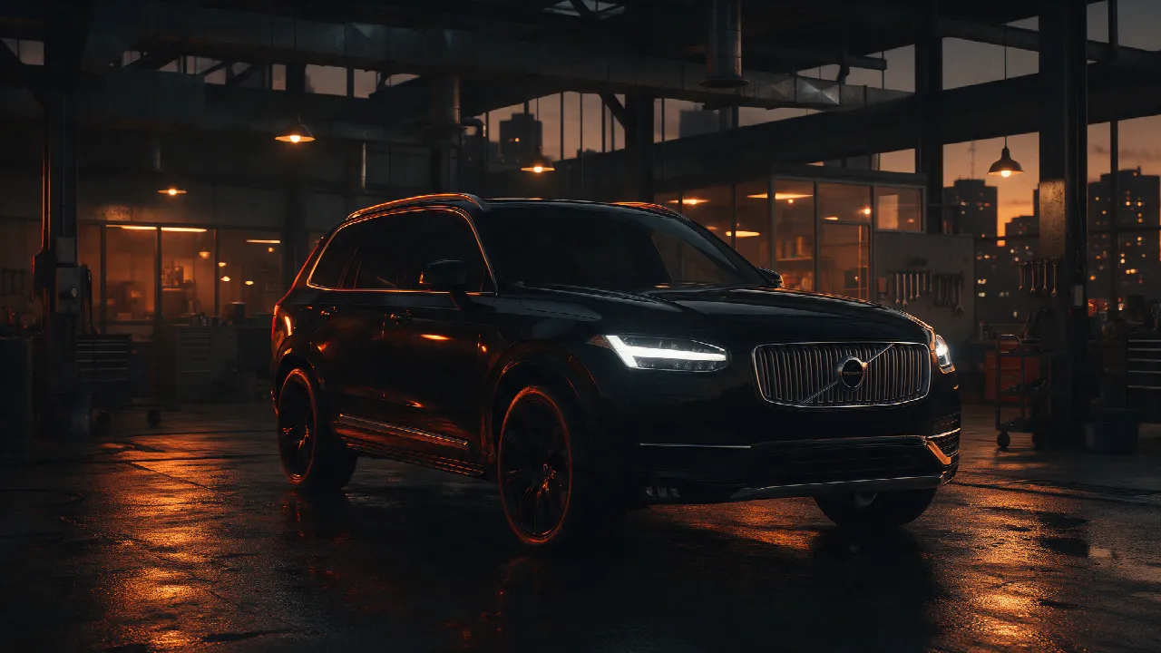 Volvo XC90 D5 in een donkere werkplaats