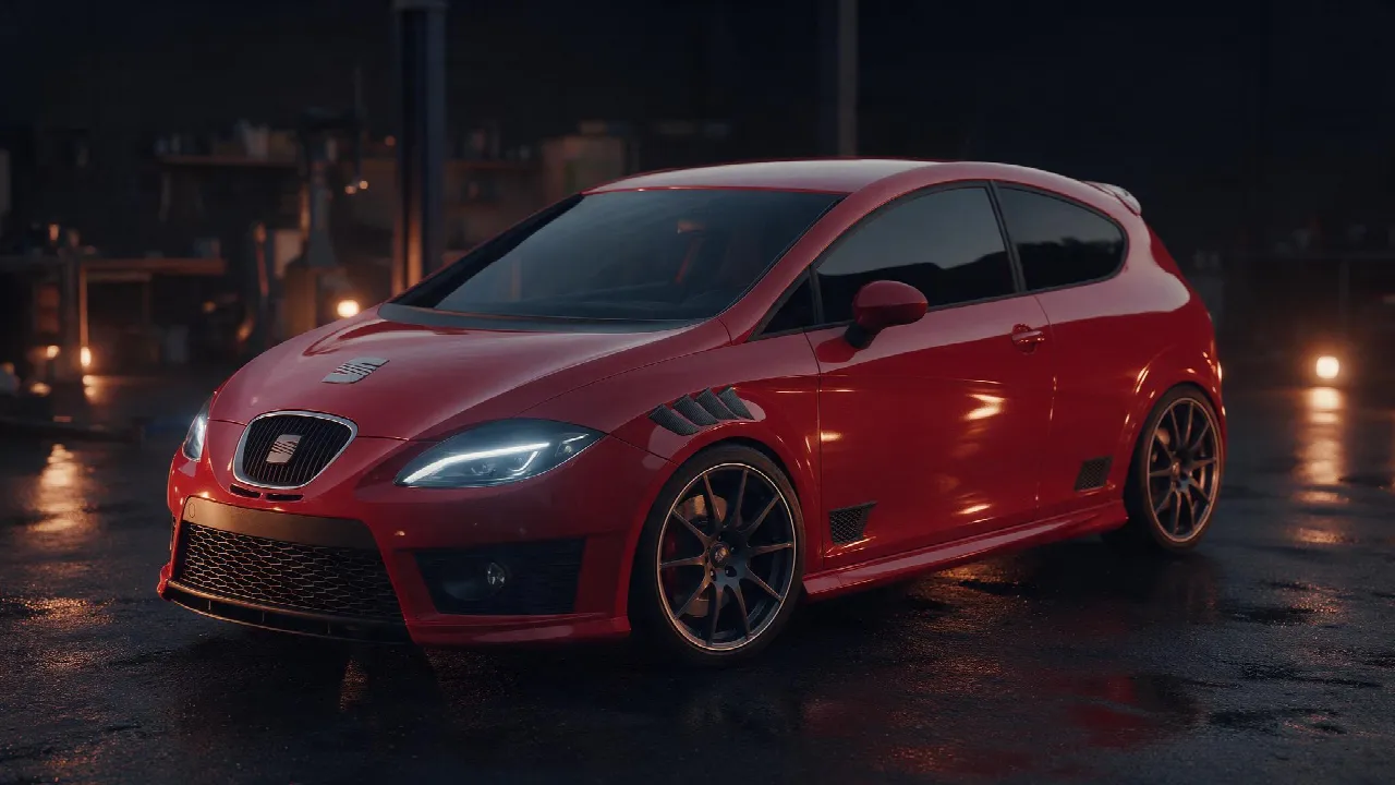 Seat Leon 1P FR 2.0 TFSI in een donkere tuningwerkplaats