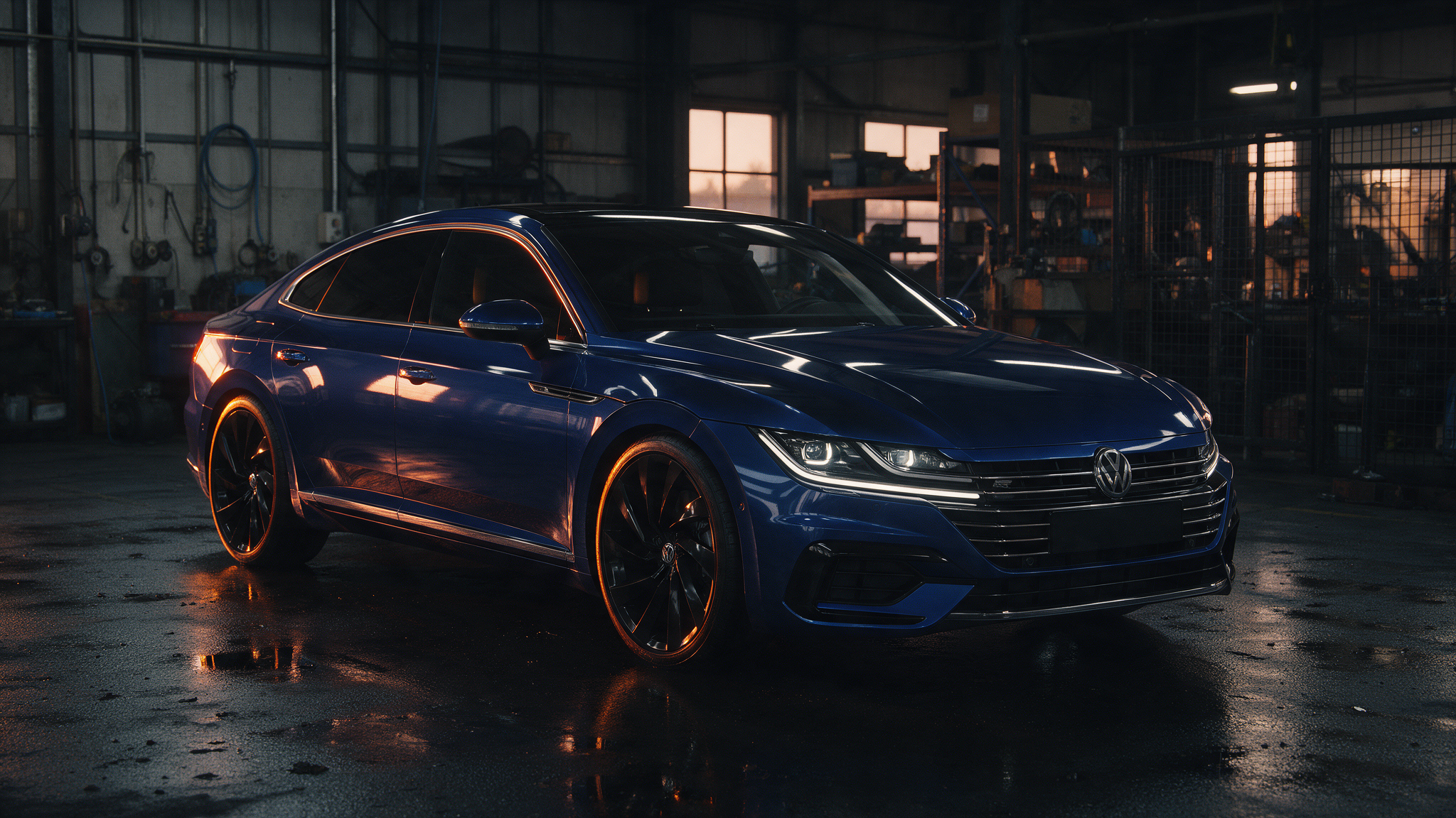 Volkswagen Arteon 2.0 TDI in een donkere werkplaats