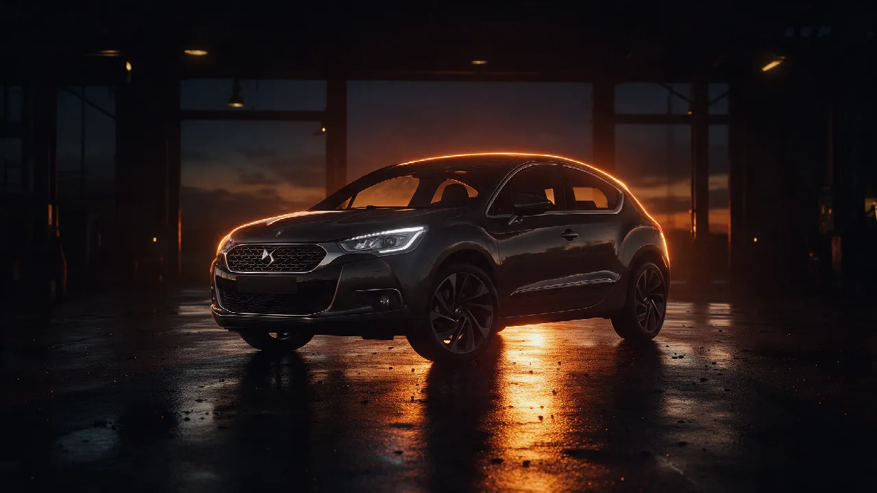 DS 4 in een donkere werkplaats bij schemering